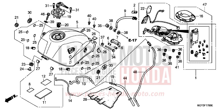 RESERVOIR A CARBURANT/POMPE A CARBURANT de VFR800X "Crossrunner" CANDY BLAZING RED (R195) 2011